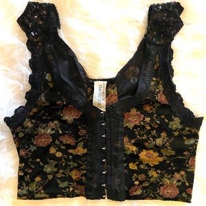 Free People Velvet and Sequin Floral Bralette Crop